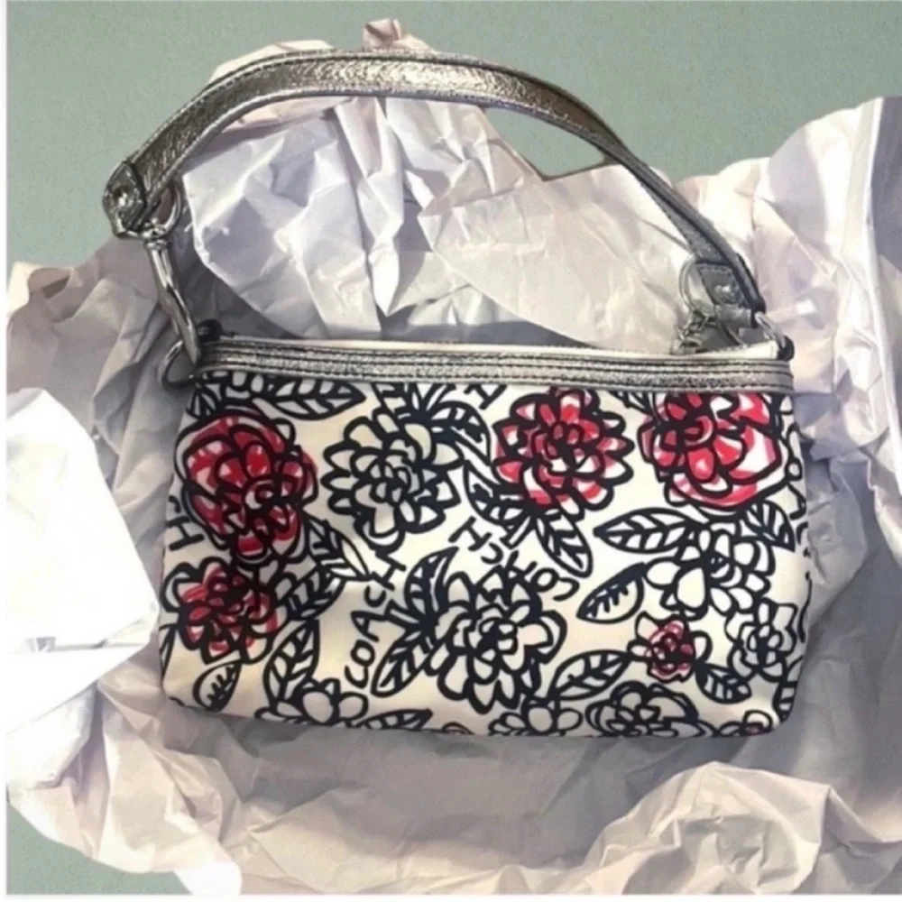 Coach Floral Print Poppy Graffiti Handbag - Picture 5 of 7